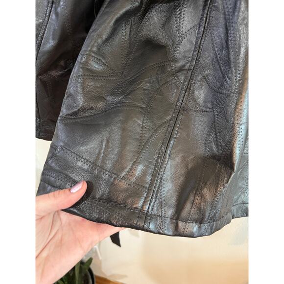 Y2K Black Patchwork Leather Jacket - Picture 9 of 10